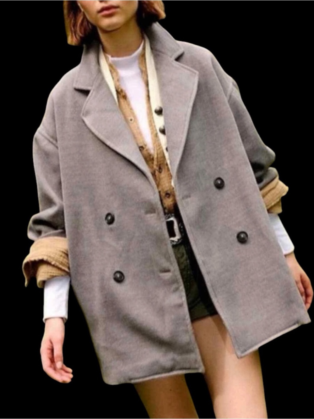 Free People Hannah Slouchy Double-Breasted Washed Gray Oversize Coat Size Small